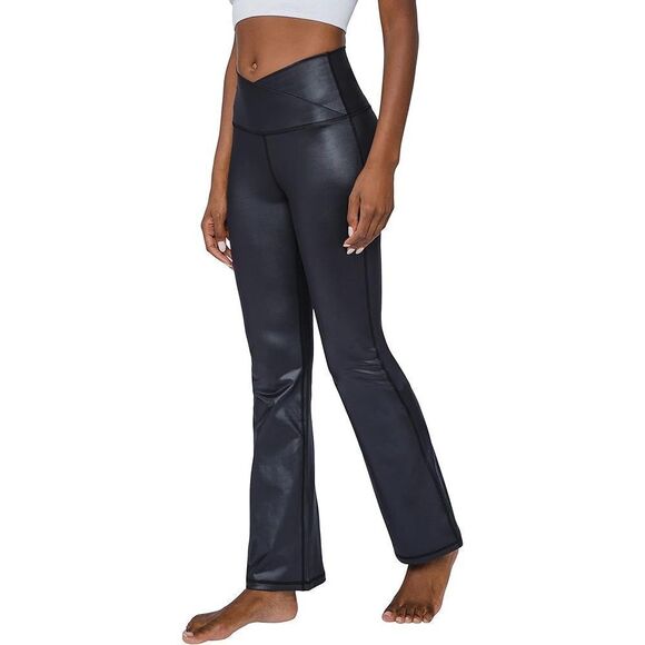✨90 Degree By Reflex Faux Leather Flared Leg Yoga Sz Medium Pants✨ - Picture 2 of 9
